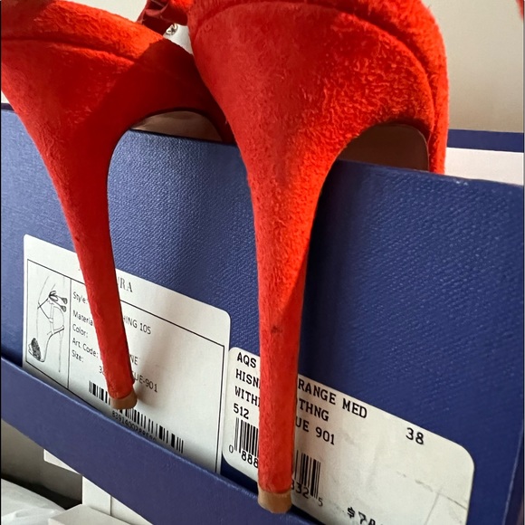 Coveted Red/Clementine Aquazzura Wild Thing Sandal Heel - Picture 8 of 9